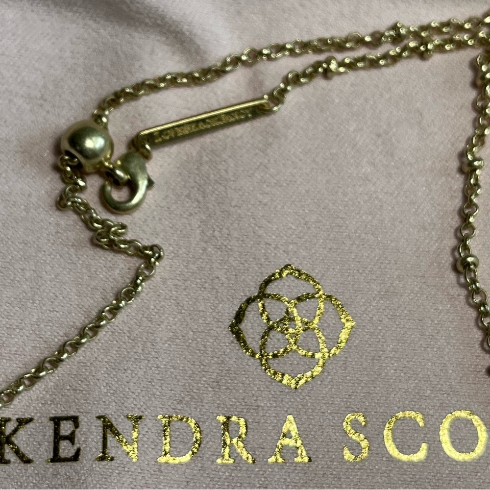 🎀Kendra Scott x Love Shack Fancy Gold Bow Necklace in White Crystal✨ - Picture 3 of 12
